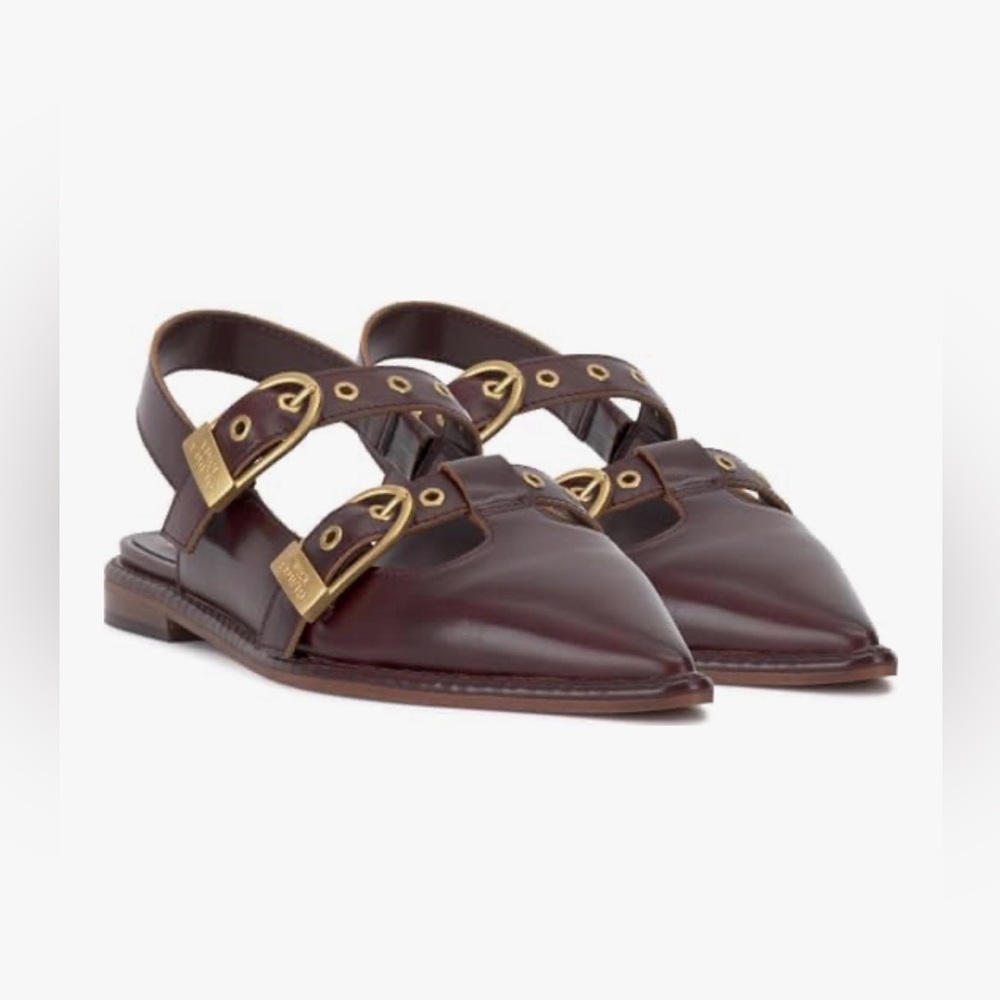 Vince Camuto Women's Faye Mule - Rich Mahogany Leather Buckle Shoes.
